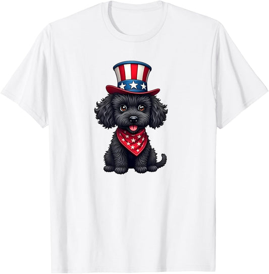 Black Toy Poodle, 4th of July, Patriotic, American T-shirt
