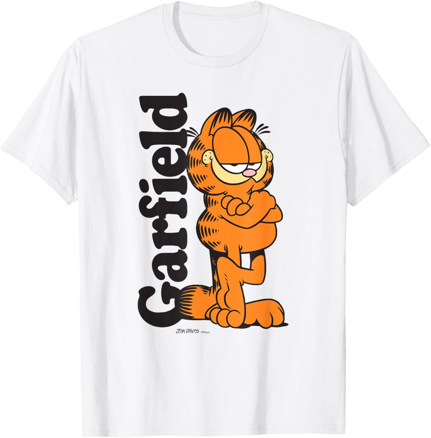 Garfield Leaning Against Logo Cartoon Cat T-Shirt