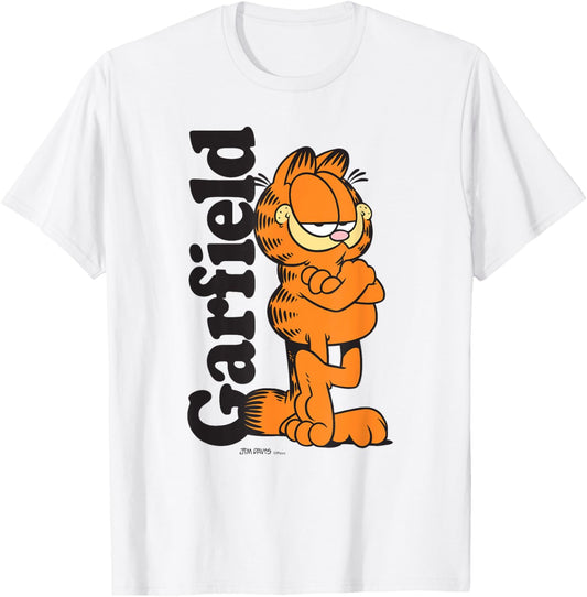 Garfield Leaning Against Logo Cartoon Cat T-Shirt