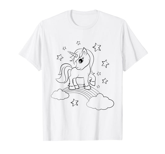 Coloring shirt unicorn for girls. DIY Tshirt to paint on T-Shirt
