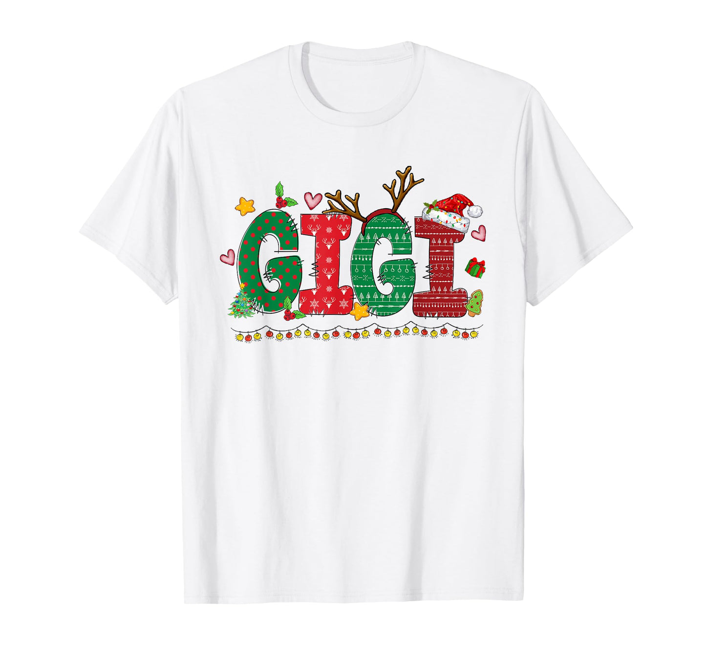 Gigi Claus Christmas Lights Pajama Family Matching T-Shirt