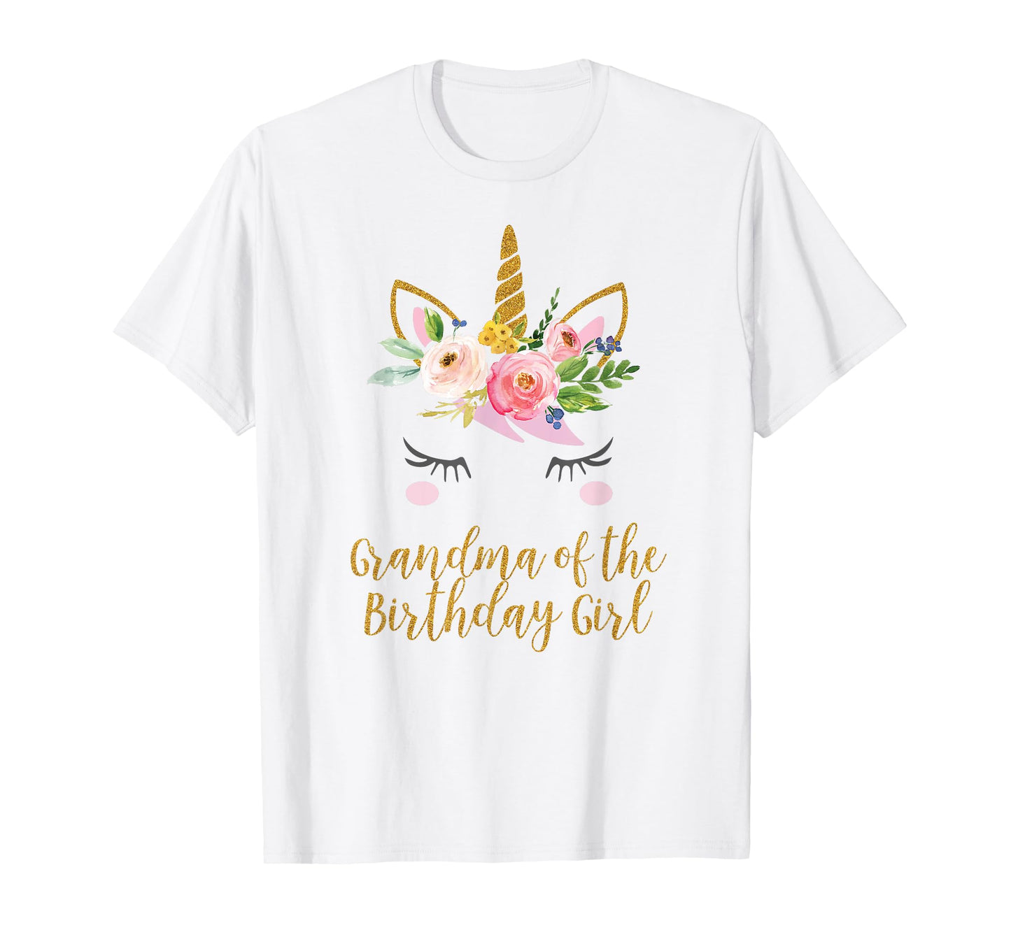 Floral Grandma of the Birthday Girl Unicorn Shirt