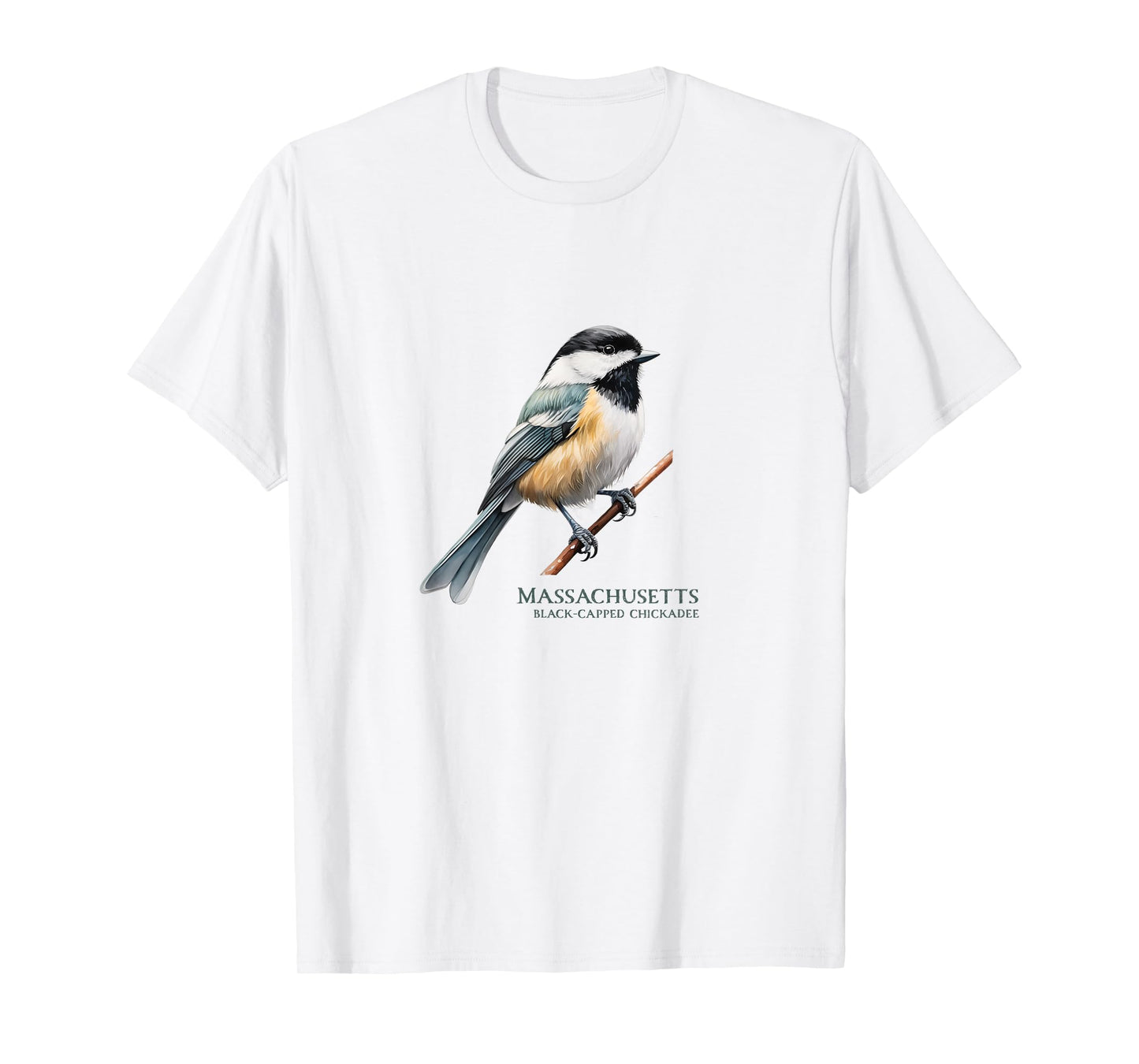Black-Capped Chickadee State Bird of Massachusetts Songbird T-Shirt