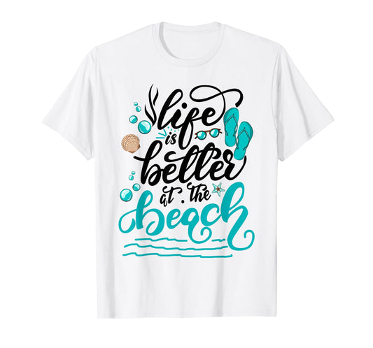 Life is better at the beach summer vacation family matching T-Shirt for Men Women Girls Kids