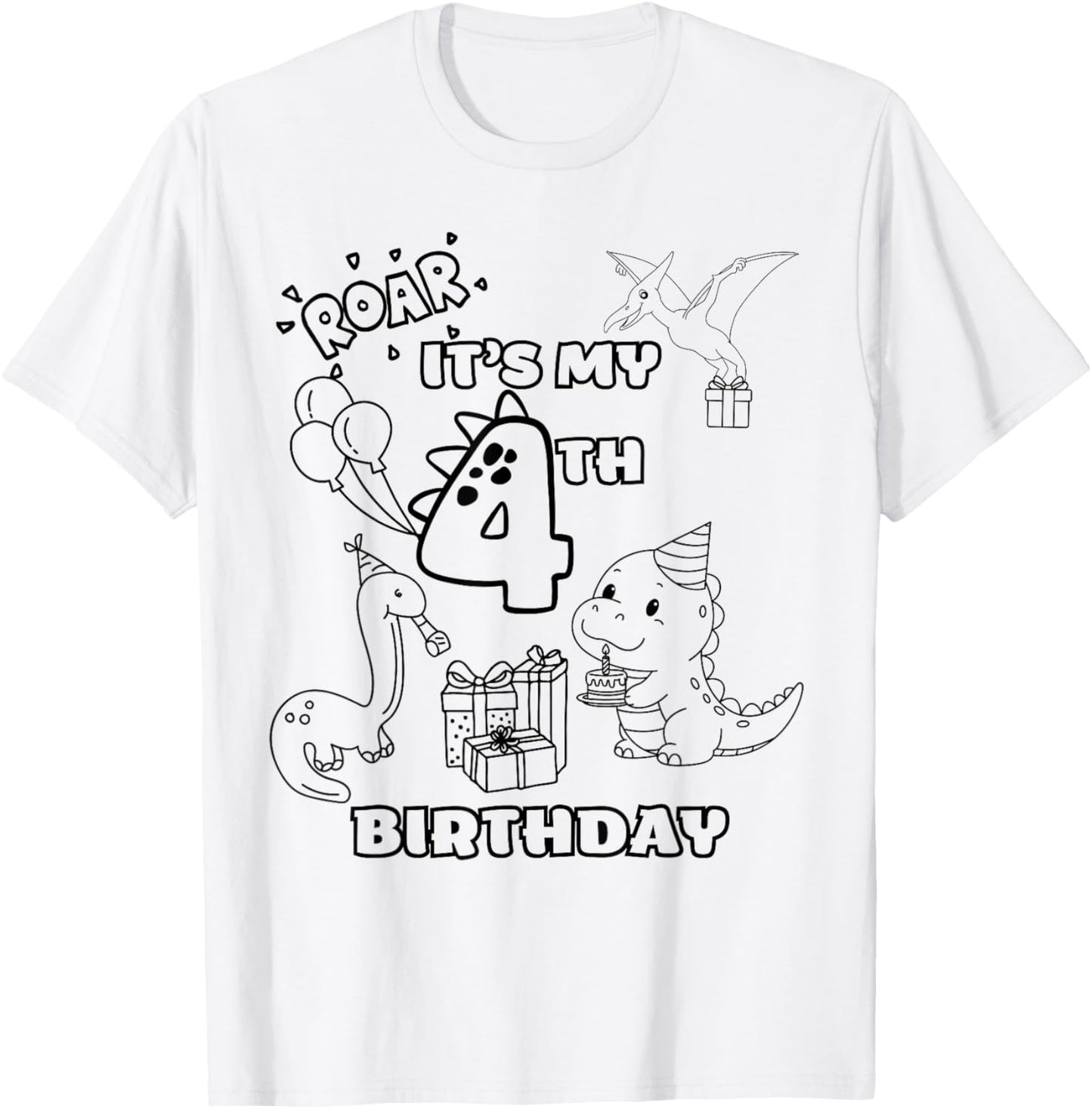 4th Birthday Boy Fabulous Dinosaur Birthday T-Shirt