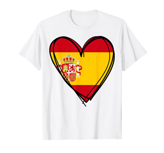 Proud Spanish Boy Girl Aunt Dad Mom Spain Flag Heart Graphic T-Shirt