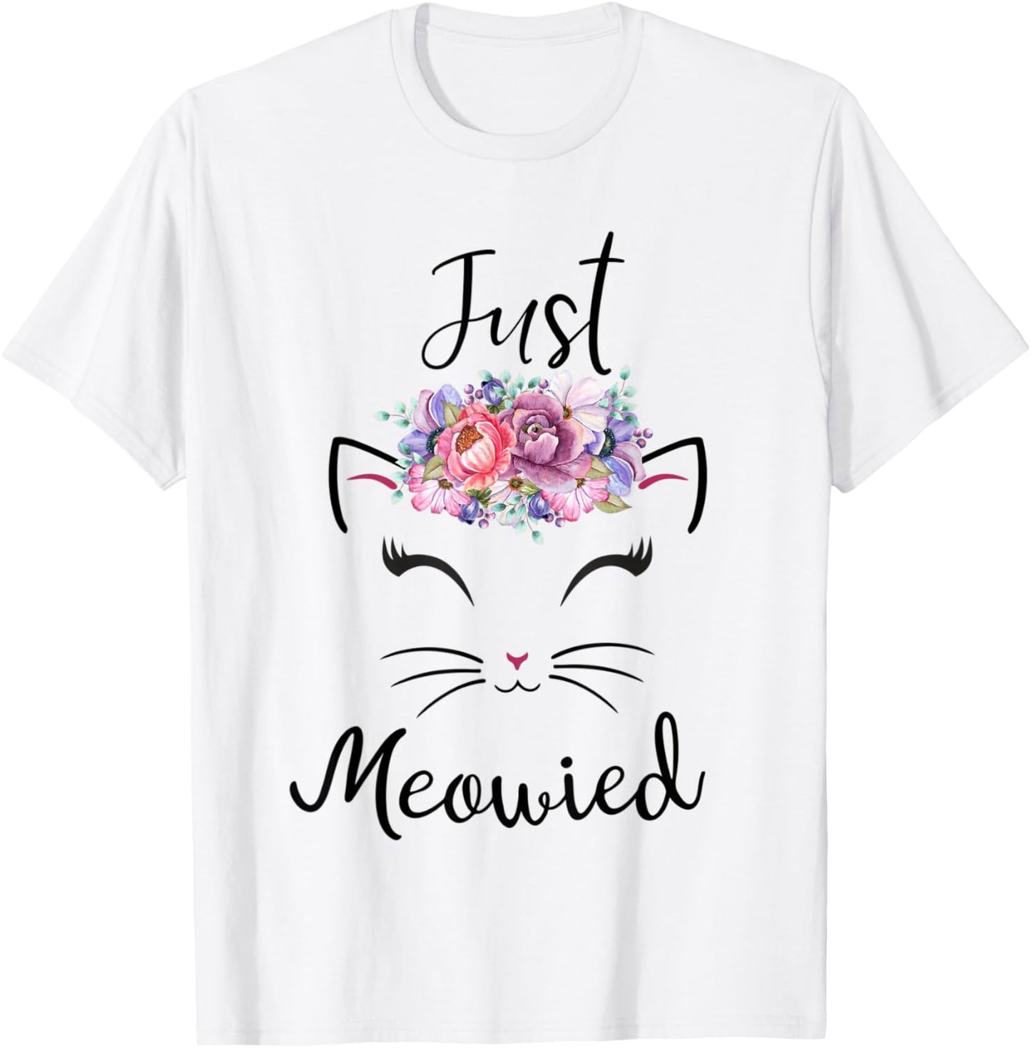 Cute Cat Lover Married Couple Just Meowied Newlyweds T-Shirt