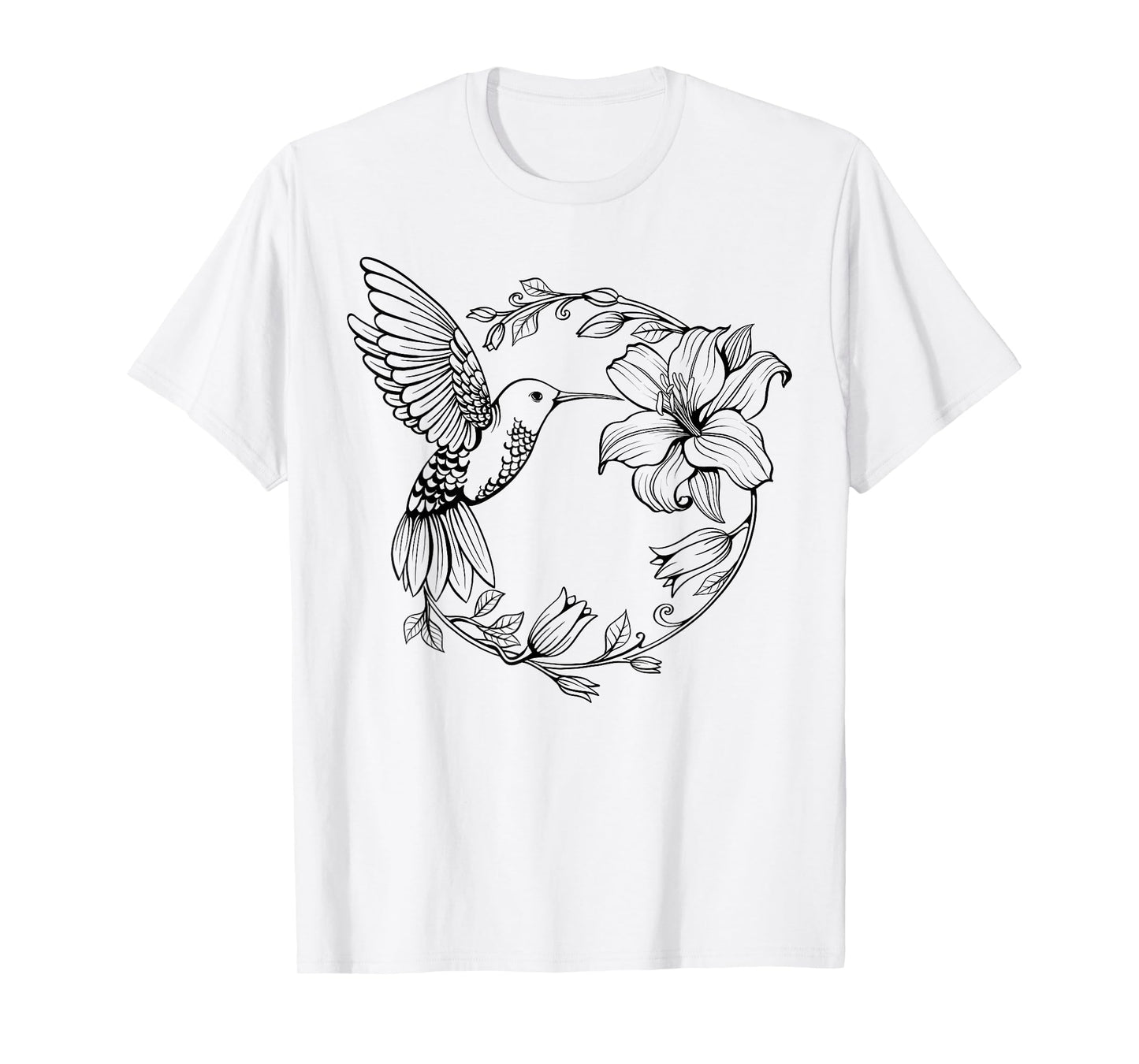Hummingbird with Flowers Art For Men Women Birds Lovers T-Shirt