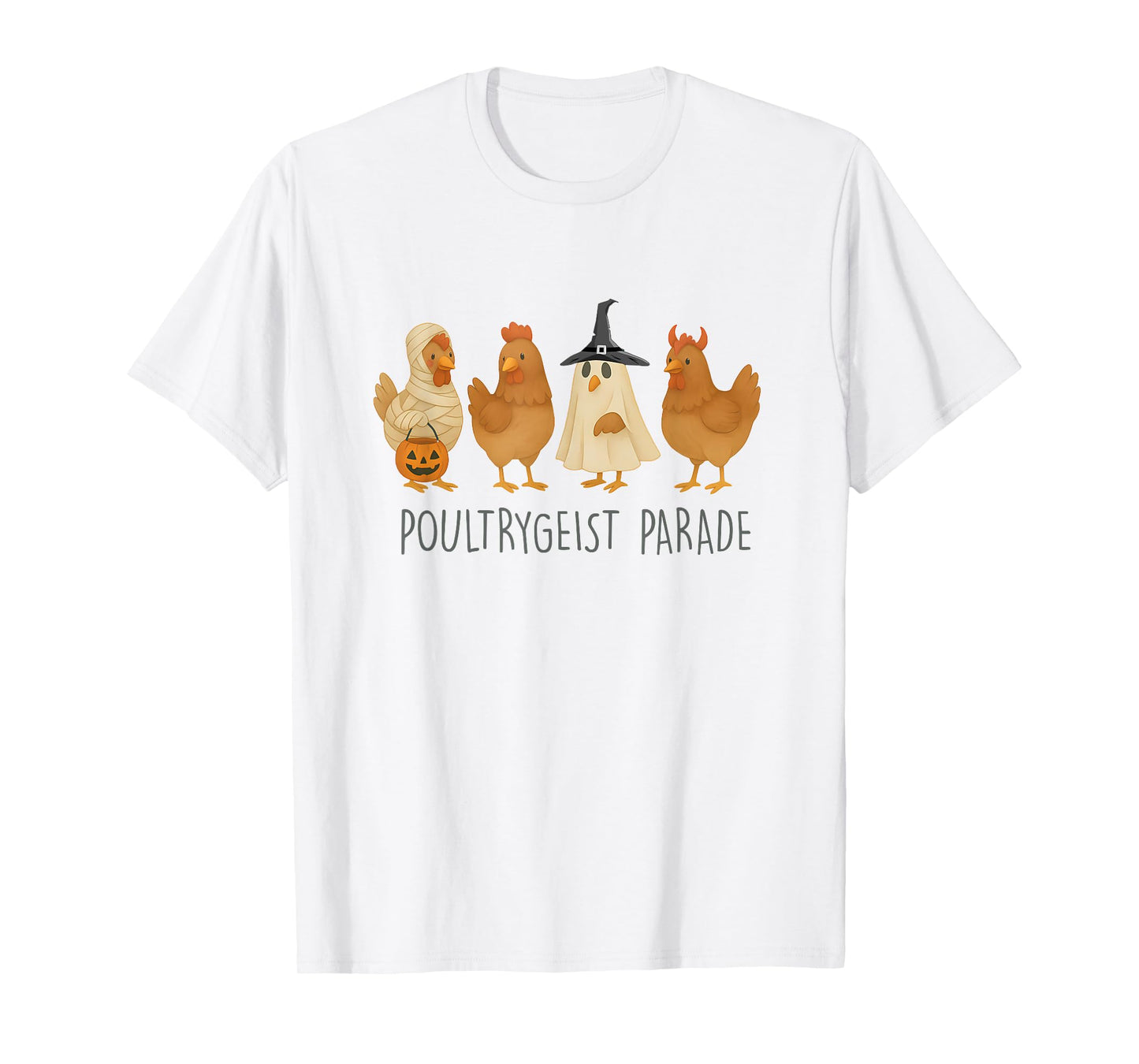 Funny Chicken Halloween, Spooky Chicken Poultrygeist Parade T-Shirt