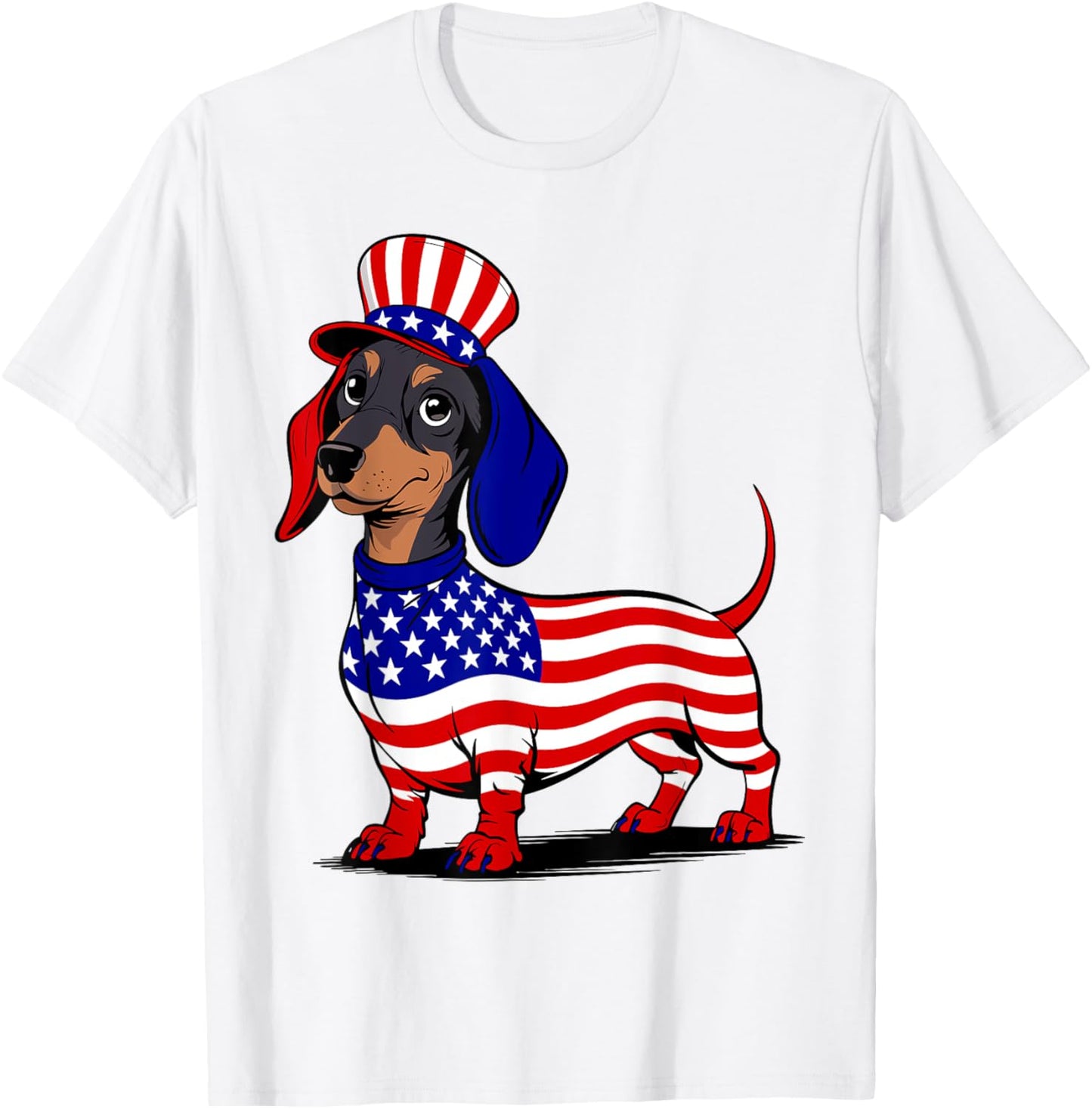 Dachshund Dog 4th of July American Flag Men Women T-Shirt