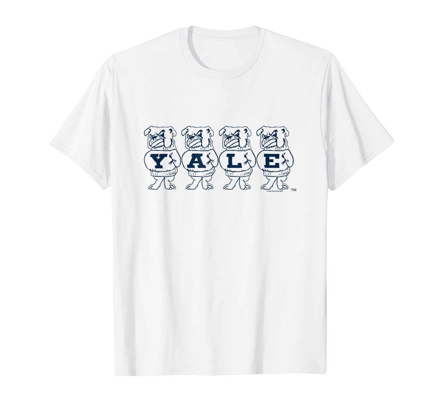 Yale University Cartoon Line Art Bulldogs Varsity Yale Logo T-Shirt