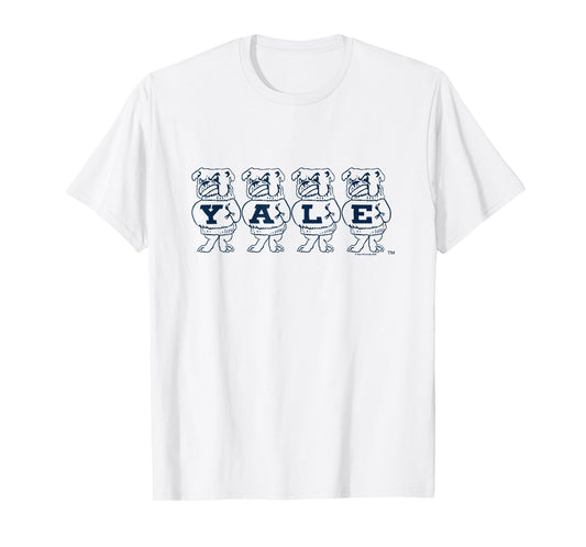 Yale University Cartoon Line Art Bulldogs Varsity Yale Logo T-Shirt