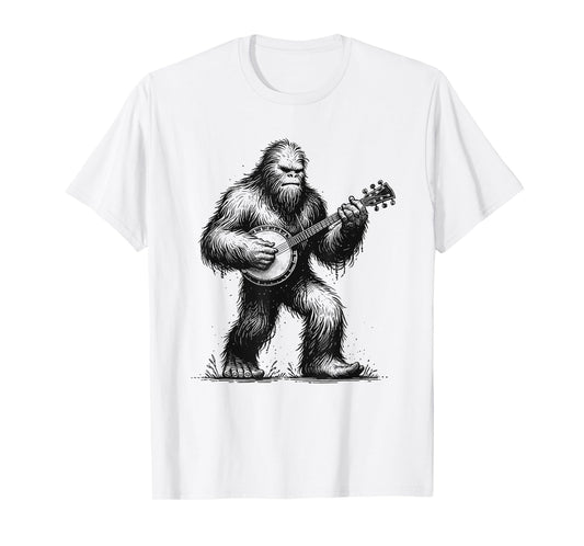 Bigfoot Sasquatch Playing Banjo Banjoist Banjo Player T-Shirt
