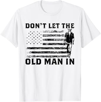 Don't Let The Old Man American Flag In Guitar Walking Retro T-Shirt