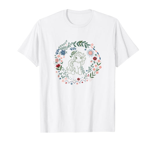 My Little Pony Glory Vintage Floral Unicorn Line Portrait T-Shirt