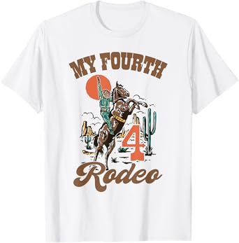My Fourth Rodeo Retro Western 4th Birthday Country Cowboy T-Shirt