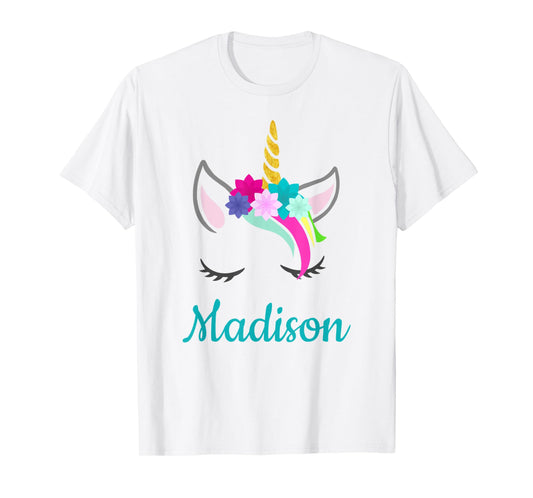 Madison Rainbow Unicorn Name T-Shirt