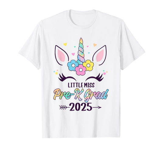 Little Miss Pre-K Grad 2025 Preschool Graduation Girls Kids T-Shirt