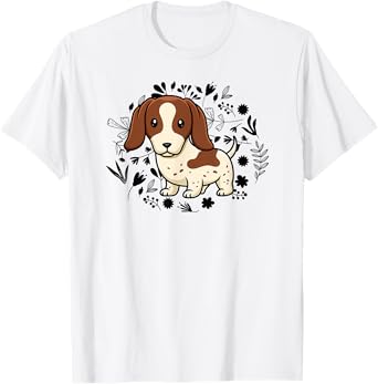 Floral Piebald Dachshund Lover Doxie Mom Dog Mama Lover T-Shirt