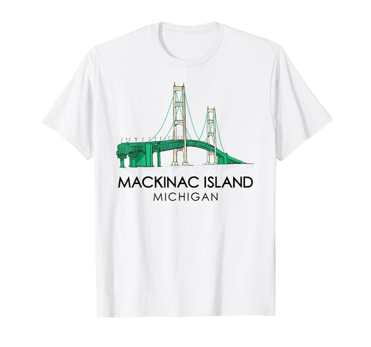 Mackinac Island Bridge Michigan Great Lakes Huron Ferry Trip T-Shirt