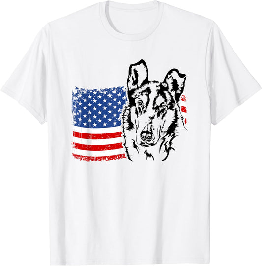 Proud Smooth Collie American US Flag Patriotic Dog T-Shirt