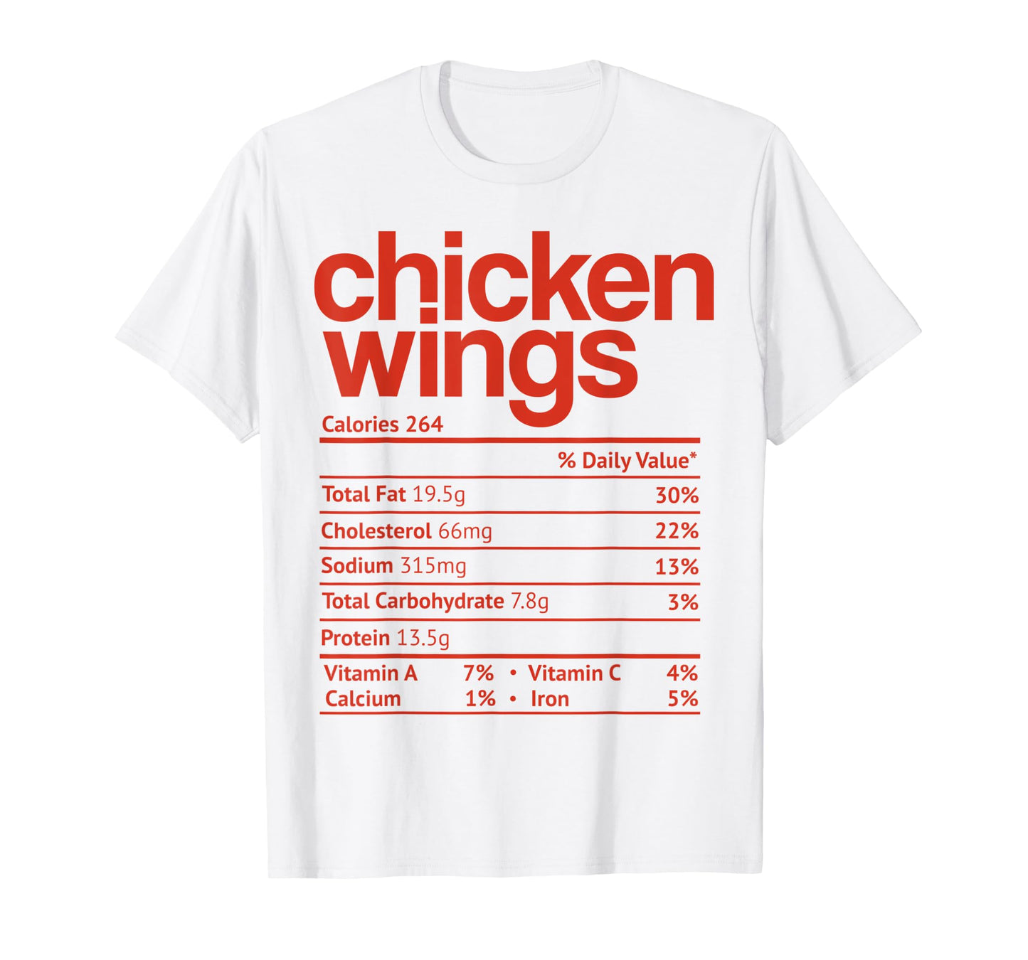 Chicken Wings Nutrition Fact Funny Thanksgiving Christmas T-Shirt