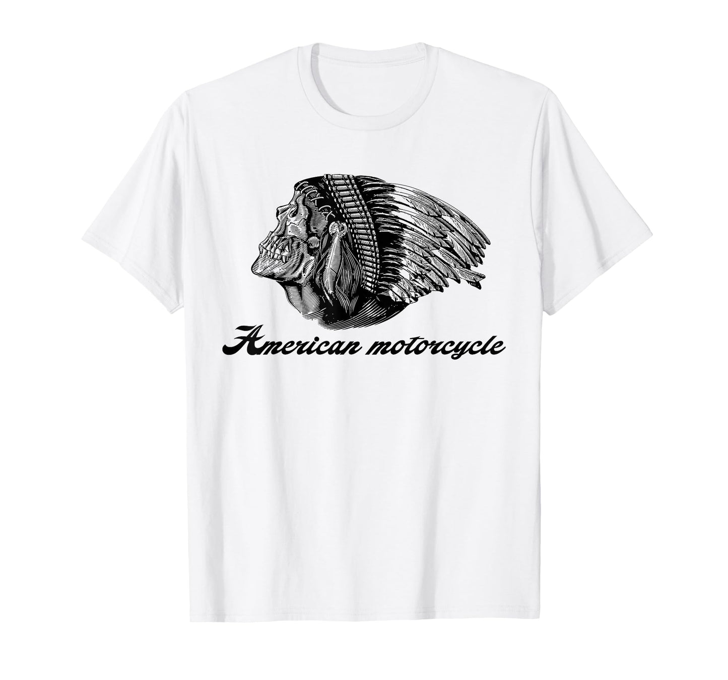 American Motorcycle Skull Native Indian Eagle Chief Vintage T-Shirt