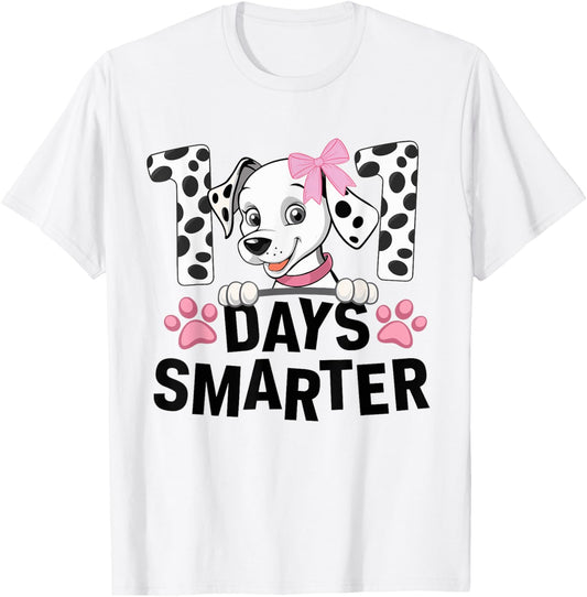 100 Days Smarter Dalmatian Dog 100 Days Of School Kids Boys T-Shirt