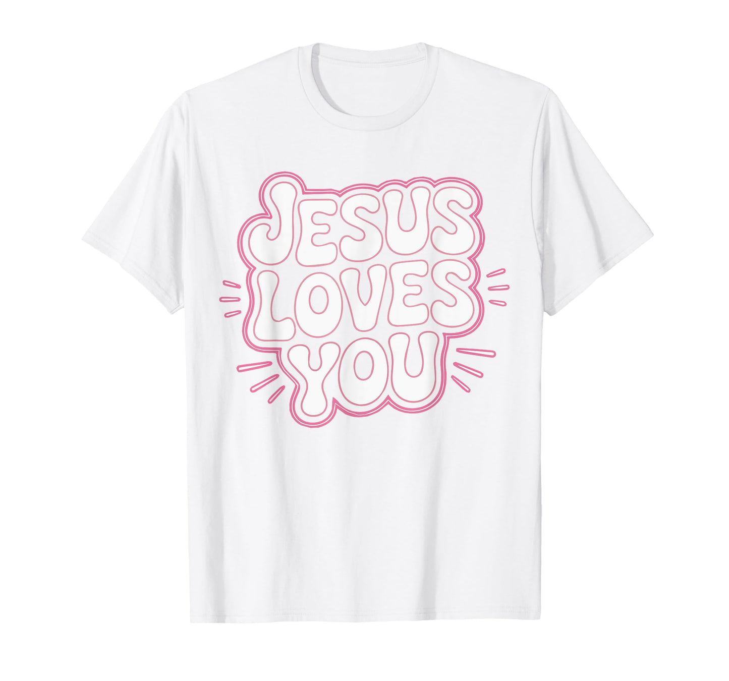 Toddler Jesus Loves You Pink White Christian Girl God Sister T-Shirt