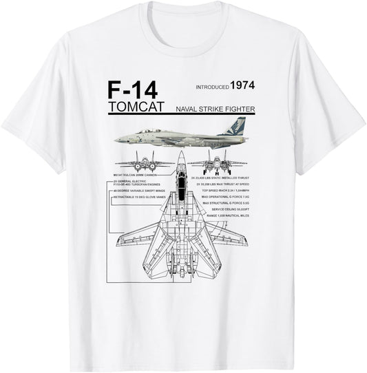 F-14 Tomcat Navy Fighter Jet Graphic Retro T-Shirt - Men's Blue Small