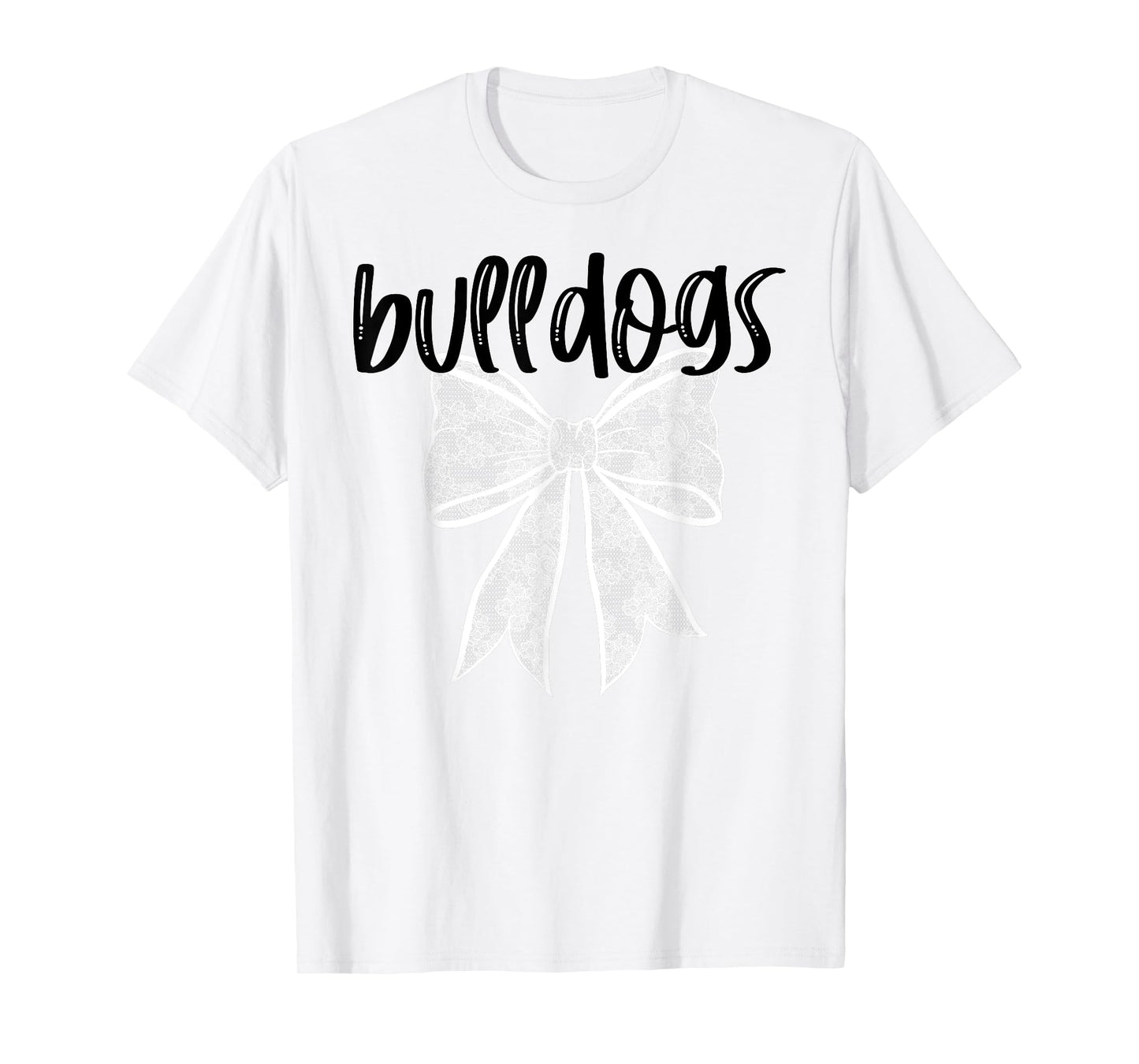 Bulldogs Coquette Aesthetic Girly Team Mascot Lace Bow T-Shirt