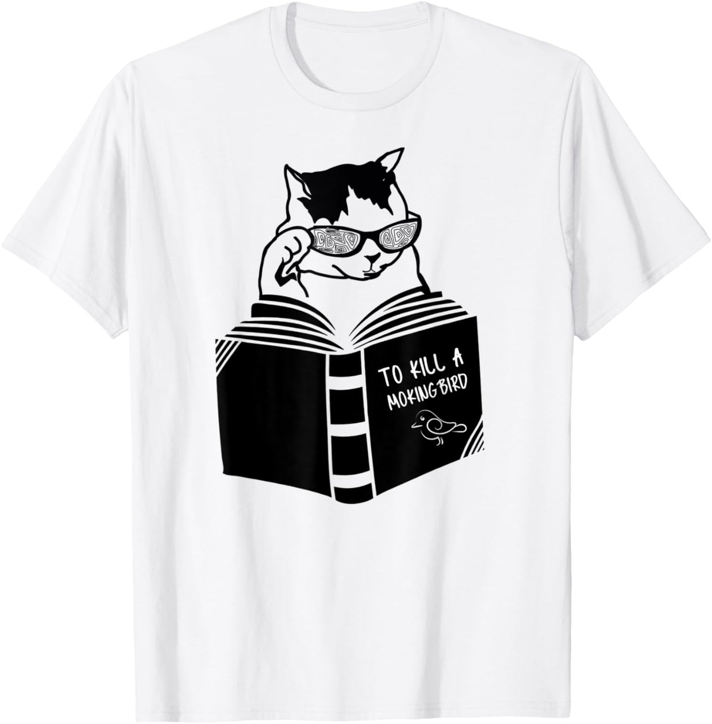 Cat reading to kill a mockingbird funny T-Shirt