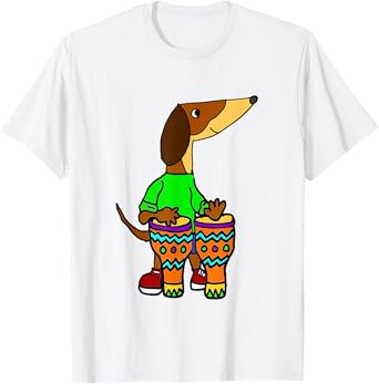 SmileteesMusic Cute Dachshund Playing Bongo Drums T-shirt