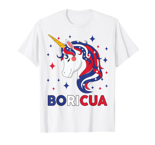 Boricua Unicorn Puerto Rico Flag Hispanic Heritage Girls Kid T-Shirt