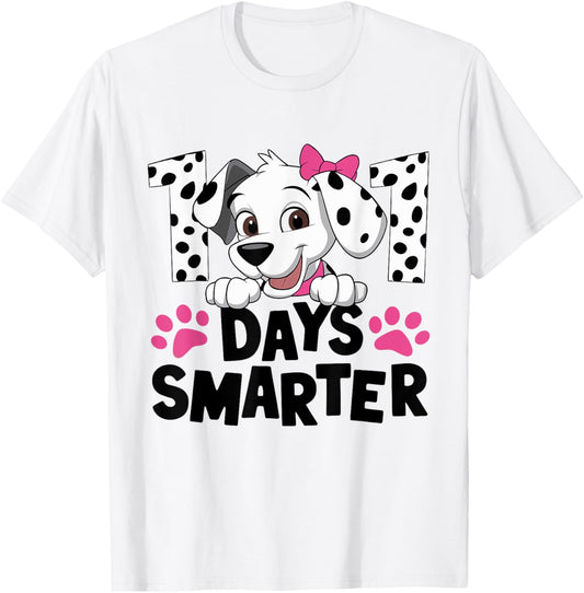 100 Days Of School Dalmatian Dog Boys Kids 100 Day Smarter T-Shirt