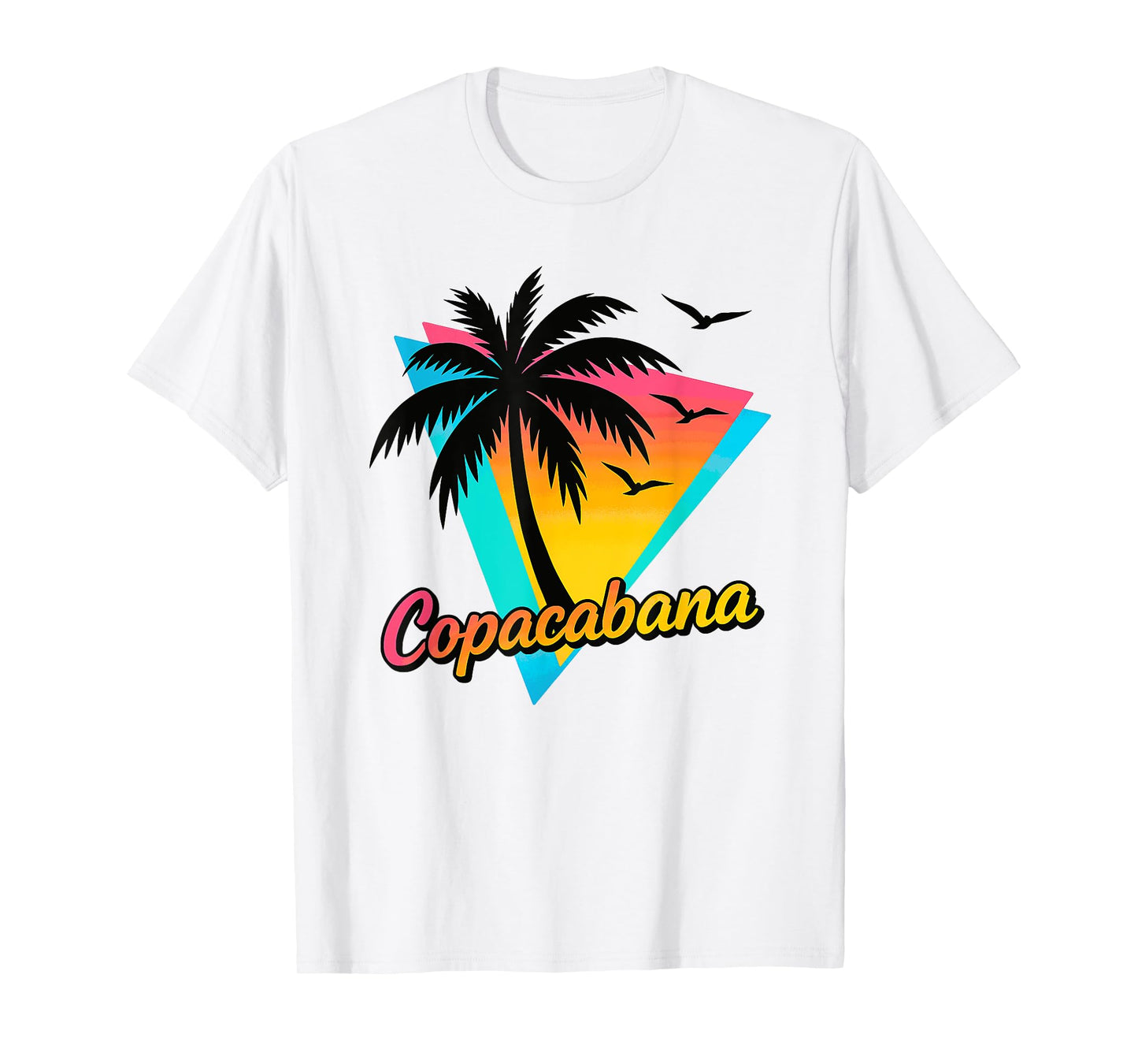 Copacabana Tropical Summer Retro Beach Palm Tree Sunset T-Shirt