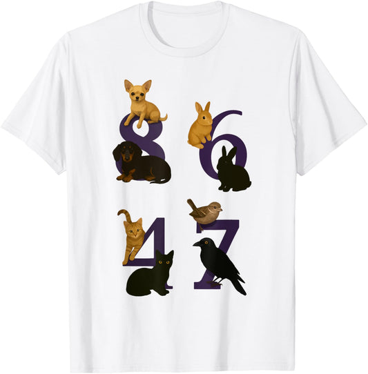 8647 Animal Number Design Symbolic Protest with Cute Pets T-Shirt