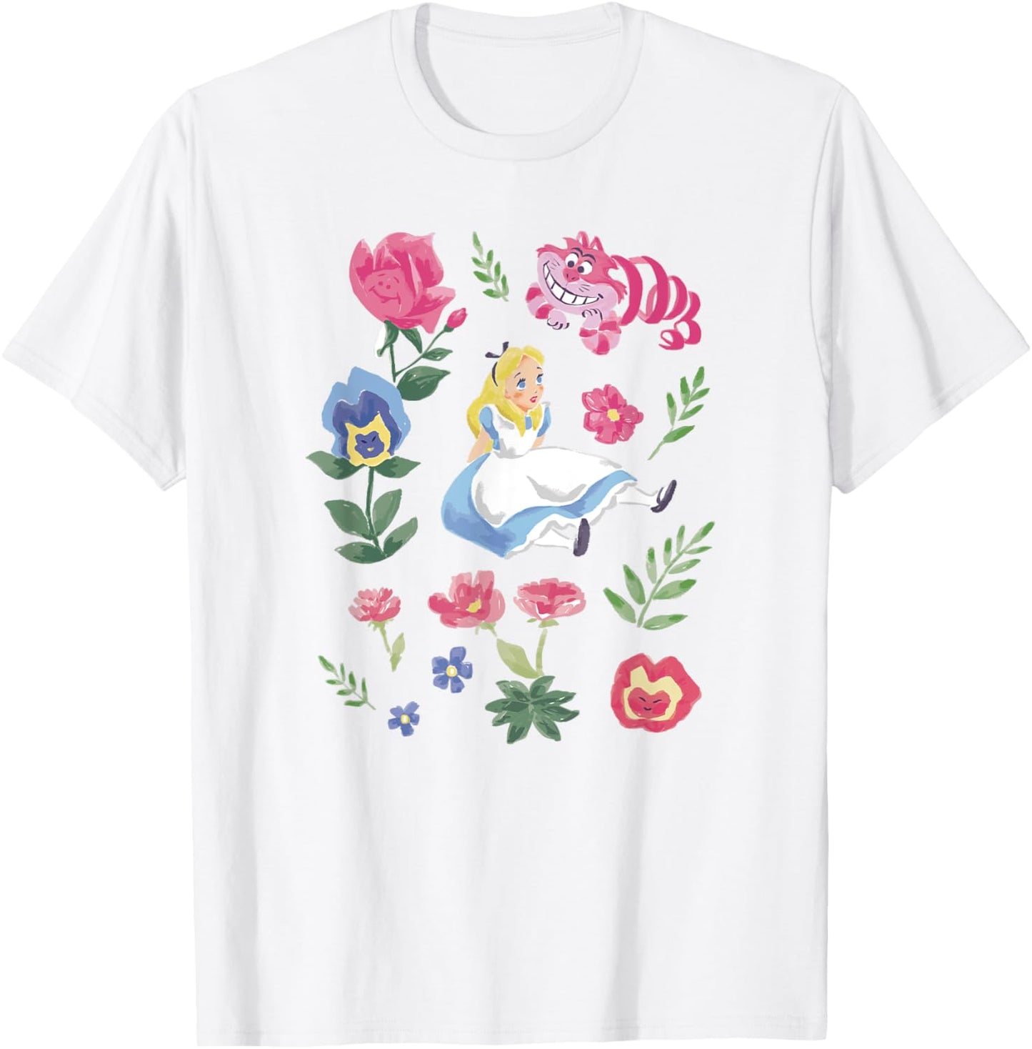 Disney Alice in Wonderland Alice Cheshire Cat Floral T-Shirt