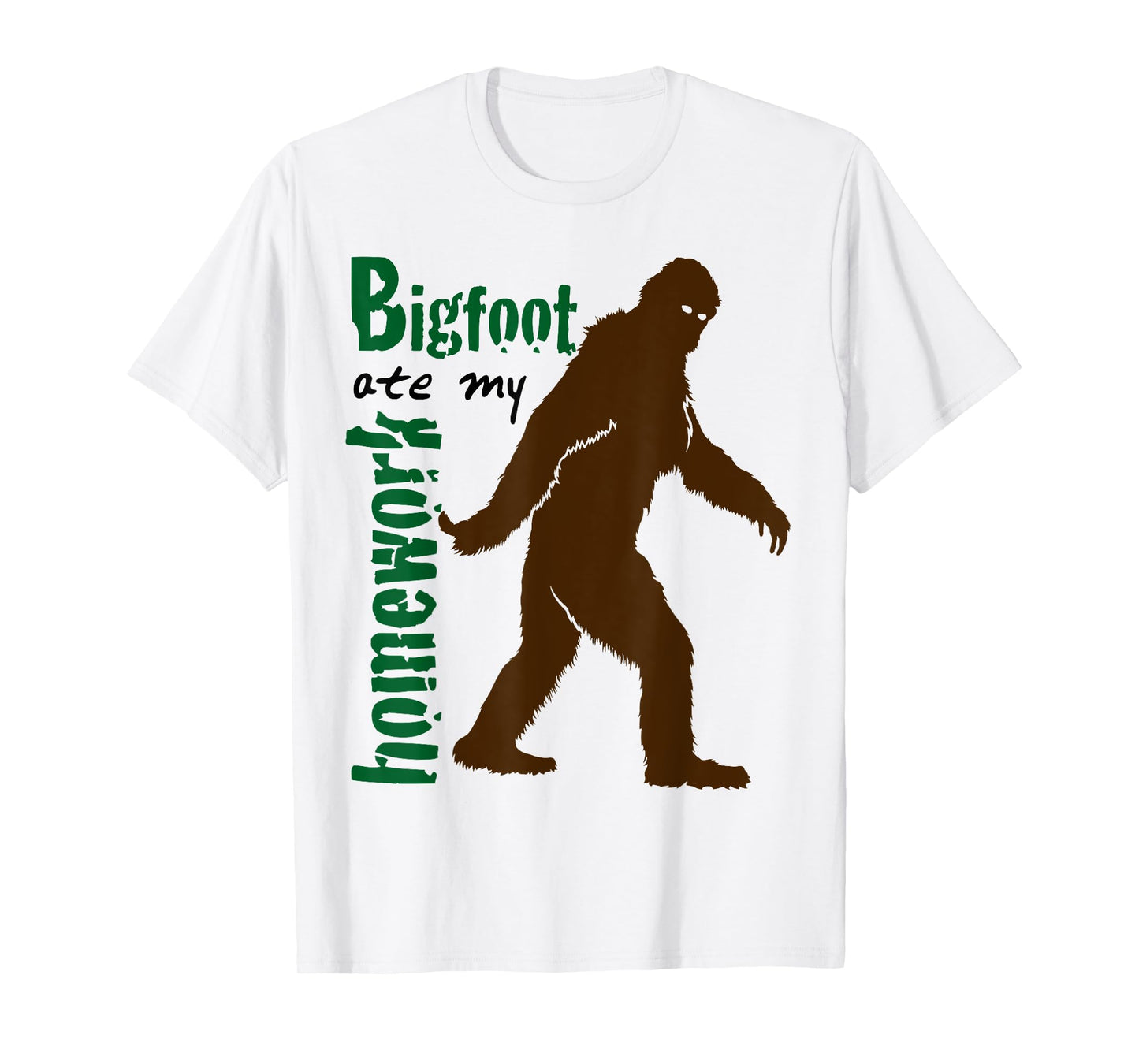 Bigfoot Ate My Homework Funny T-Shirt for Sasquatch Lovers