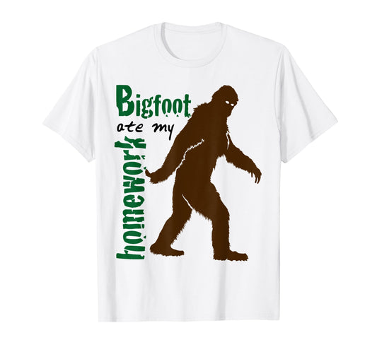 Bigfoot Ate My Homework Funny T-Shirt for Sasquatch Lovers