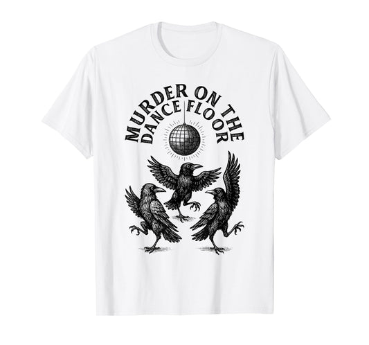 Retro Murder On The Dance Floor Funny Crow Dancing Disco T-Shirt