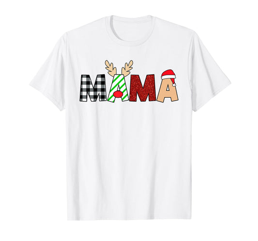 Mama Santa Christmas Family Matching Pajamas Mama Xmas T-Shirt