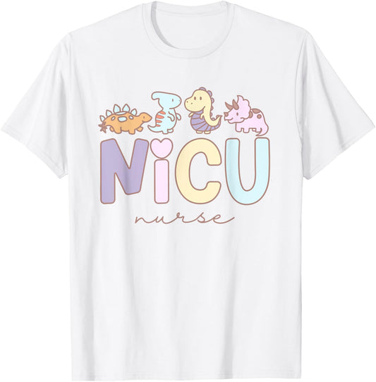 Retro NICU Nurse Dinosaur Neonatal Intensive Care Unit T-Shirt