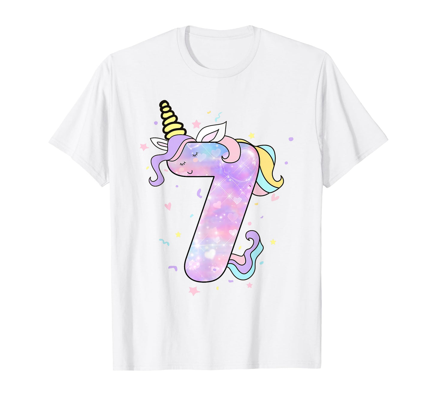 Unicorn Birthday Shirts for Girls Outfit 7th Seven Year Old T-Shirt