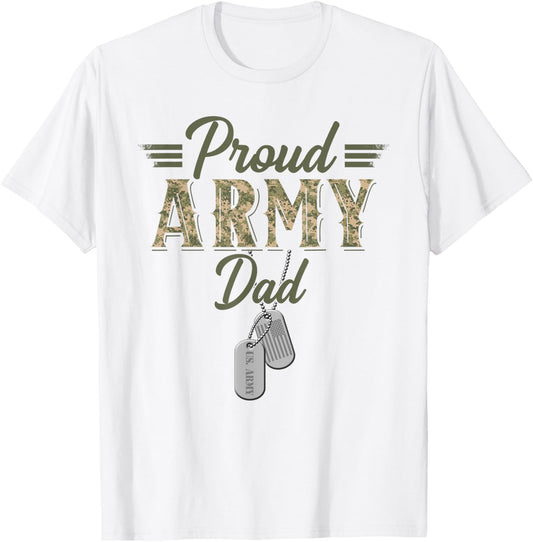 Dad Military Dad with Dog Tag US Flag T-Shirt