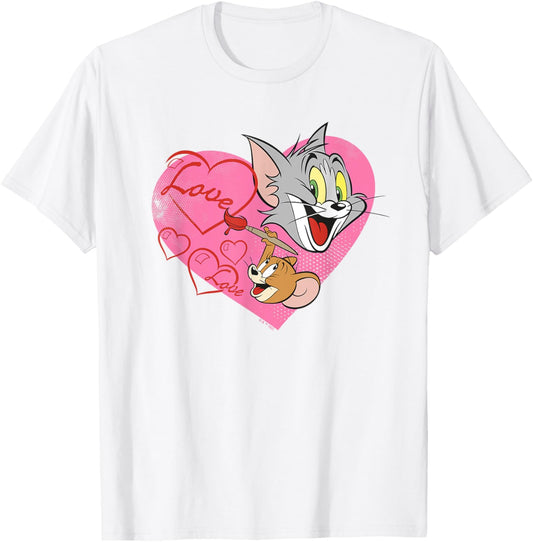 Tom and Jerry Valentine's Day Love Hearts T-Shirt