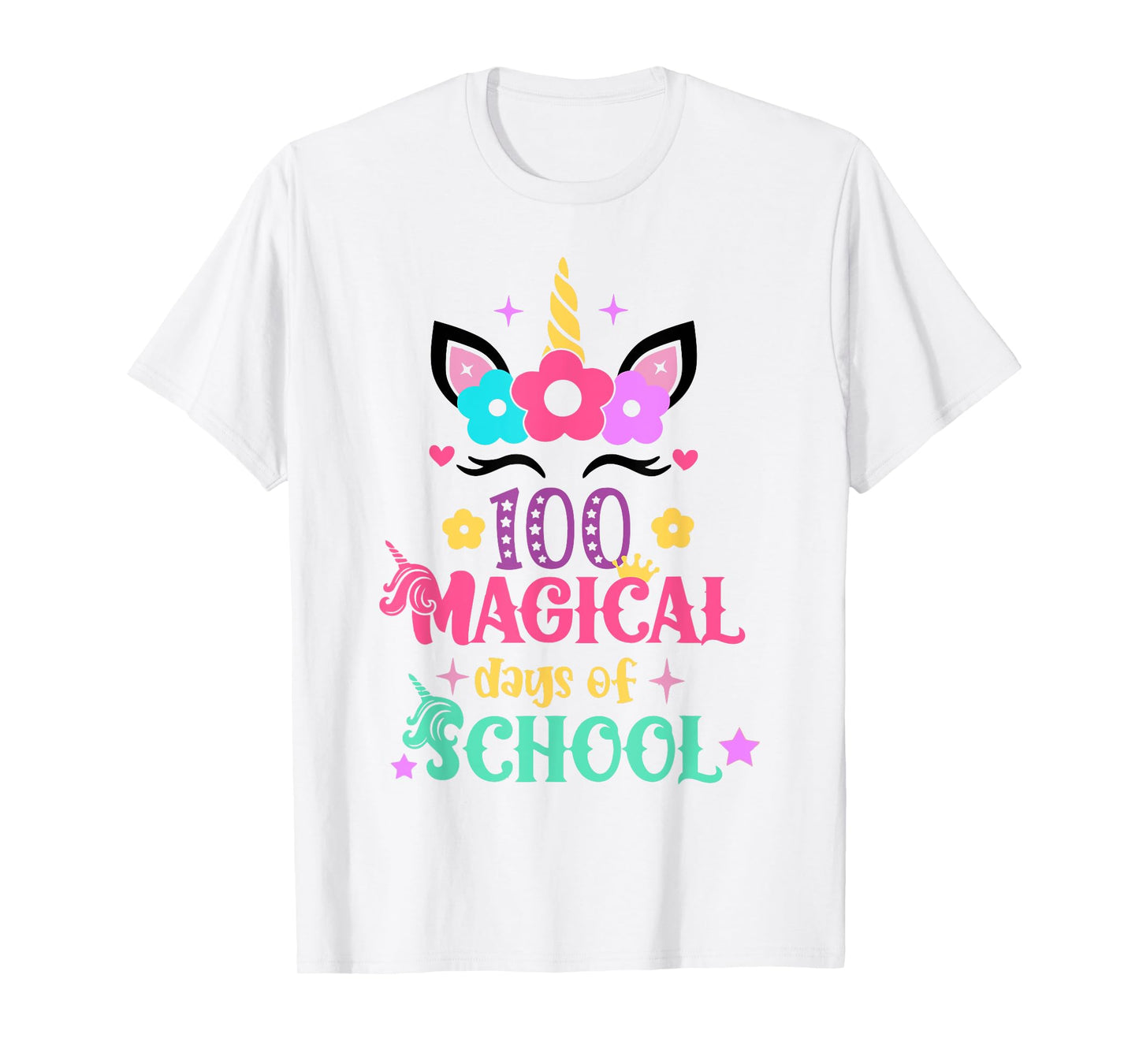 100th Day of School Unicorn 100 Magical Days Women Girls T-Shirt
