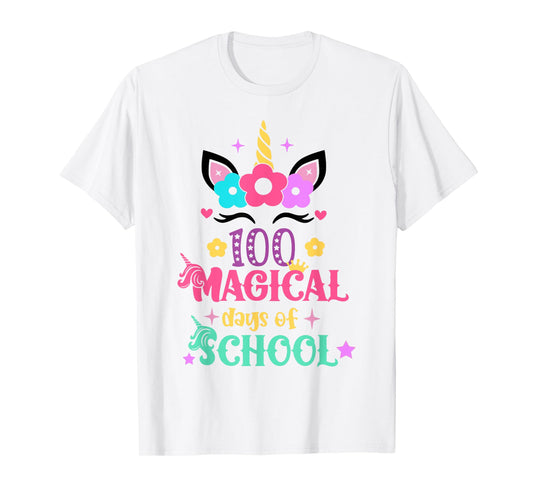 100th Day of School Unicorn 100 Magical Days Women Girls T-Shirt