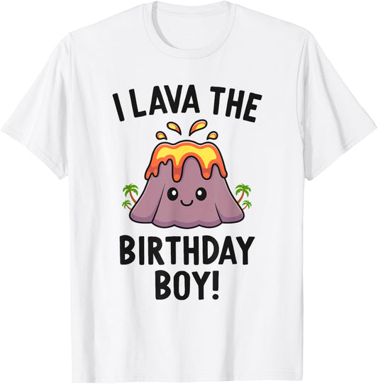 Family Volcano Birthday Party Lava The Birthday Boy Dinosaur T-Shirt