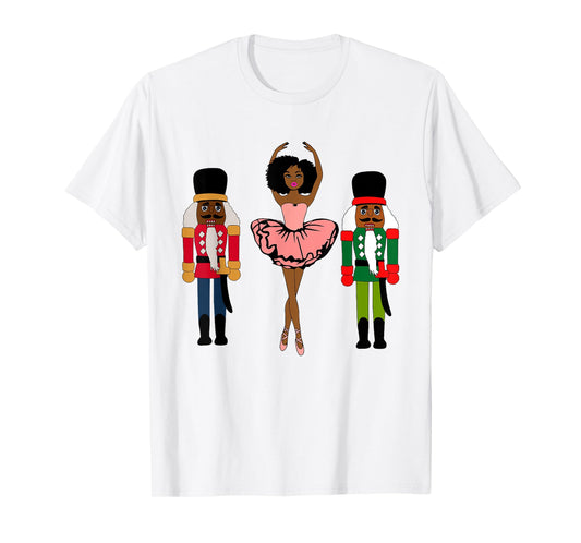 Black Ballerina Christmas Black Nutcracker Xmas African Xmas T-Shirt